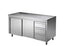 Meuble bas en inox ECO avec portes coulissantes et 3 tiroirs 15x6