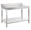 Table de travail Basic 10x6 en inox avec étagère inférieure et dosseret
