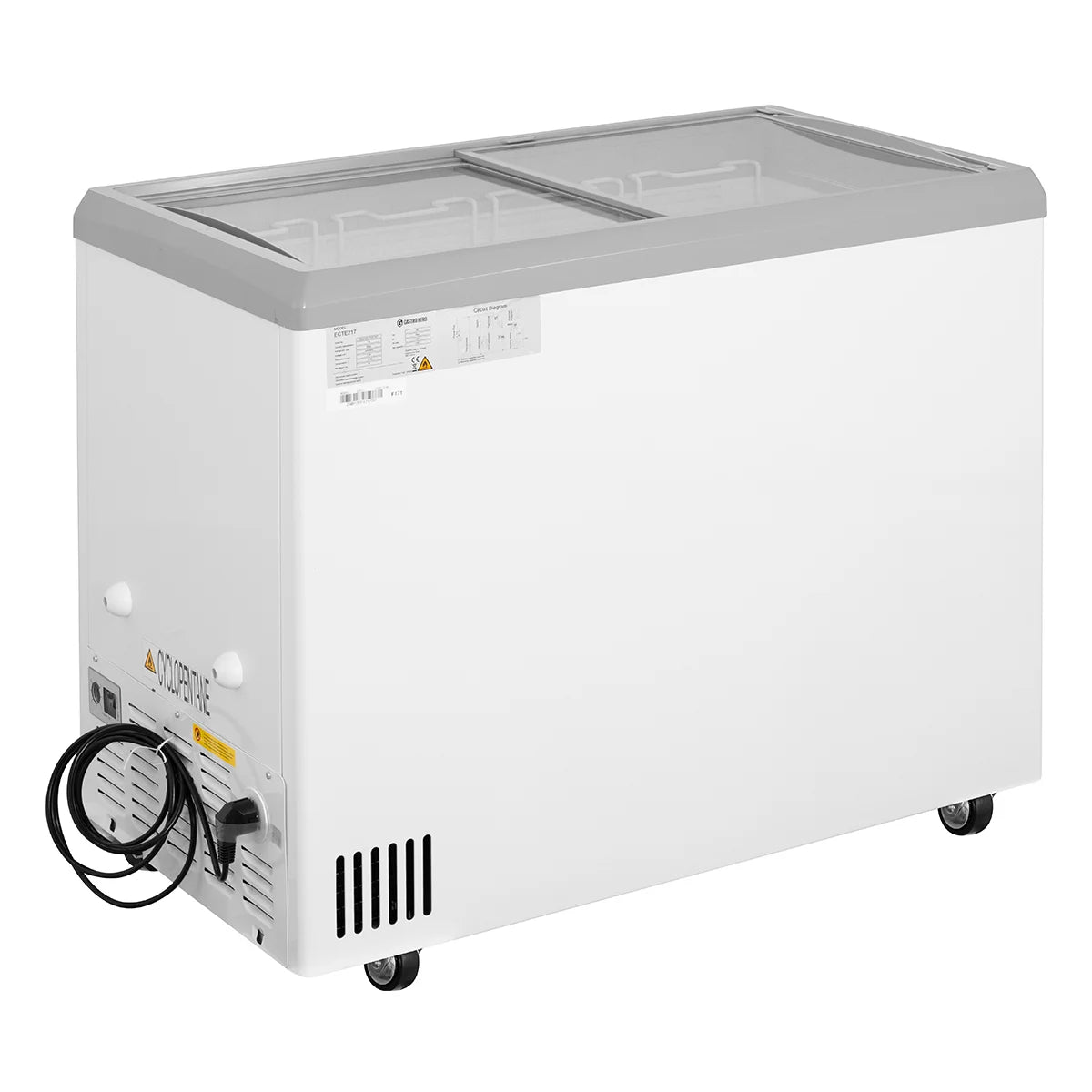 Congélateur coffre à glaces 217 Litres avec éclairage LED et roulettes