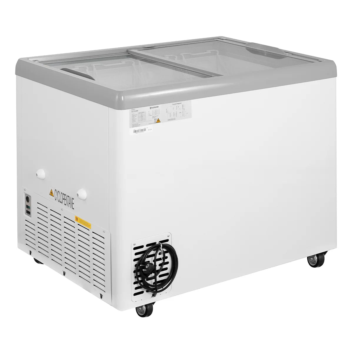 Congélateur coffre à glaces 284 Litres avec éclairage LED et roulettes