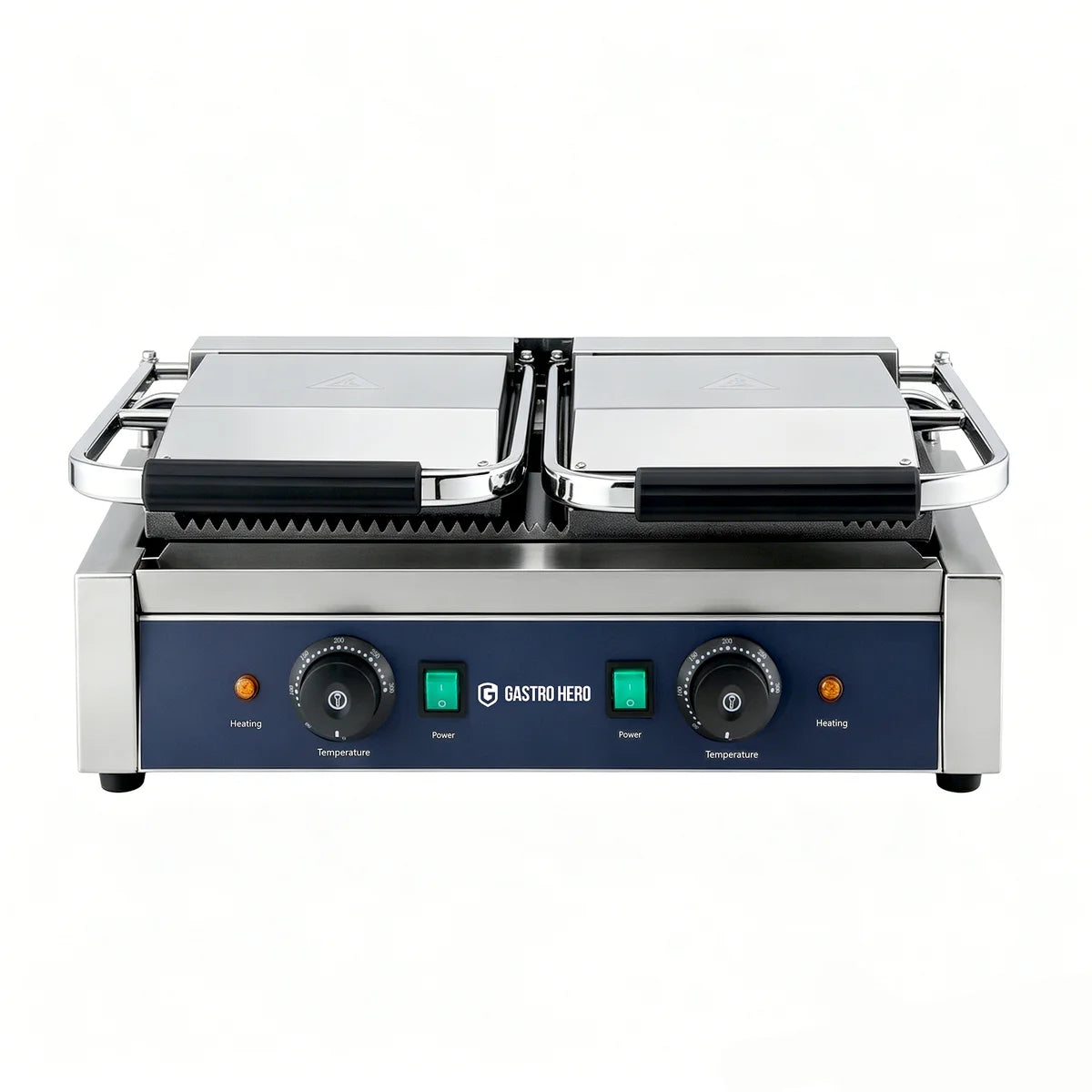 Grill à contact / Grill à panini ECO 2 x 1,8 kW, rainuré