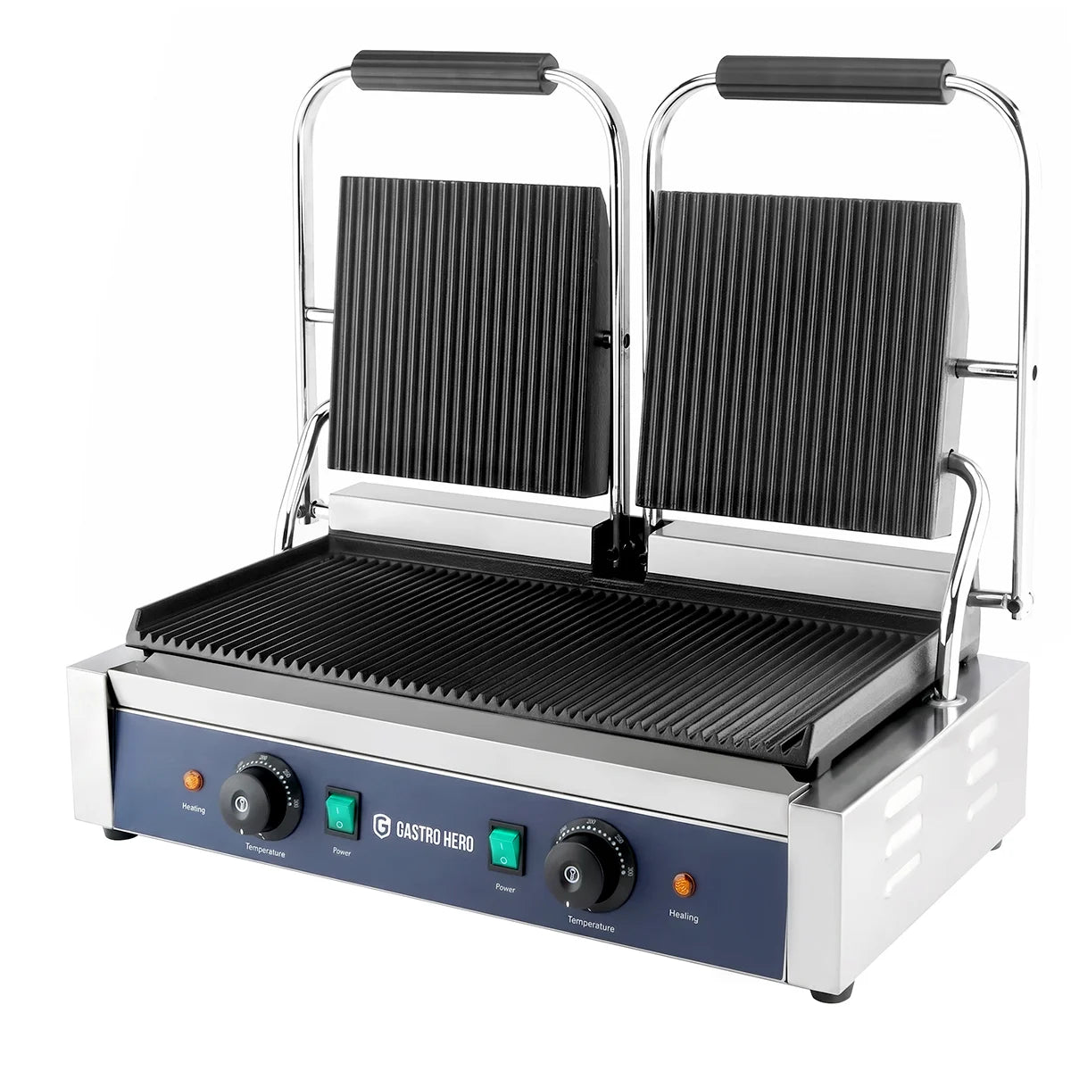Grill à contact / Grill à panini ECO 2 x 1,8 kW, rainuré