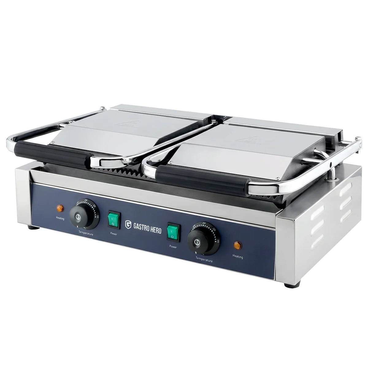 Grill à contact / Grill à panini ECO 2 x 1,8 kW, rainuré