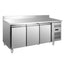 Table réfrigérée inox - adaptée aux bacs GN 1/1 - 3 portes - rebord arrière 10 cm - ECO