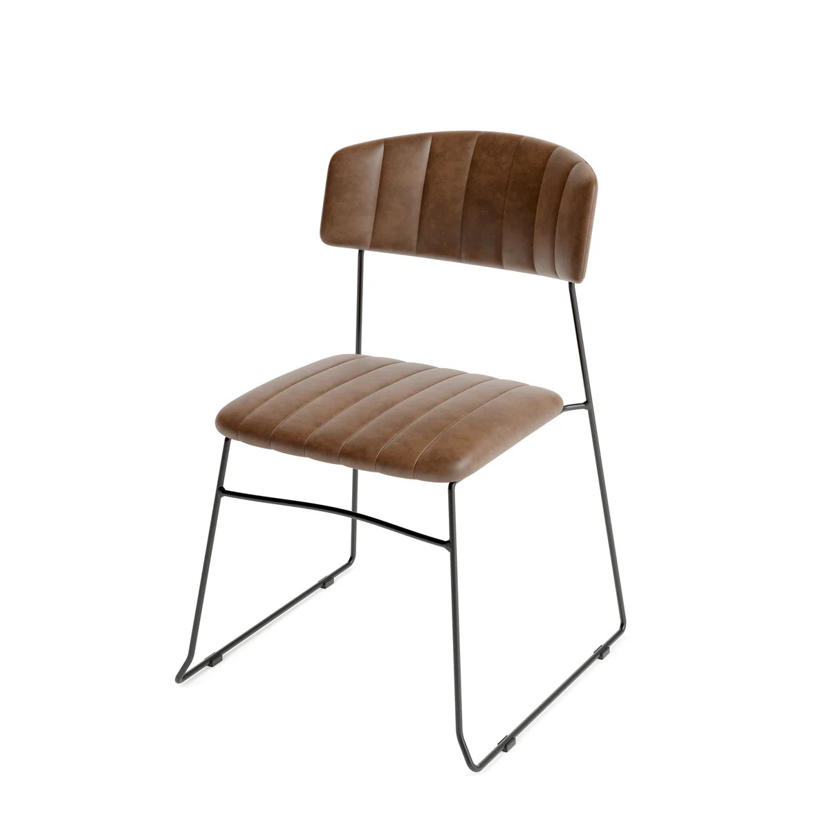 Feros Mundo Chaise empilable Cognac, rembourrée en simili cuir, ignifugé, 540 x 550 x 790 mm