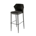 Tabouret de bar Feros Louis, noir, rembourré en simili cuir