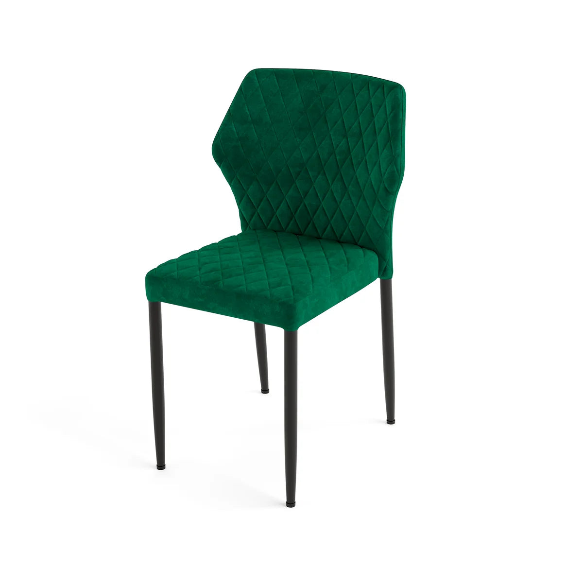 Chaise de restaurant Feros Louis, velours vert, rembourrée en tissu velours