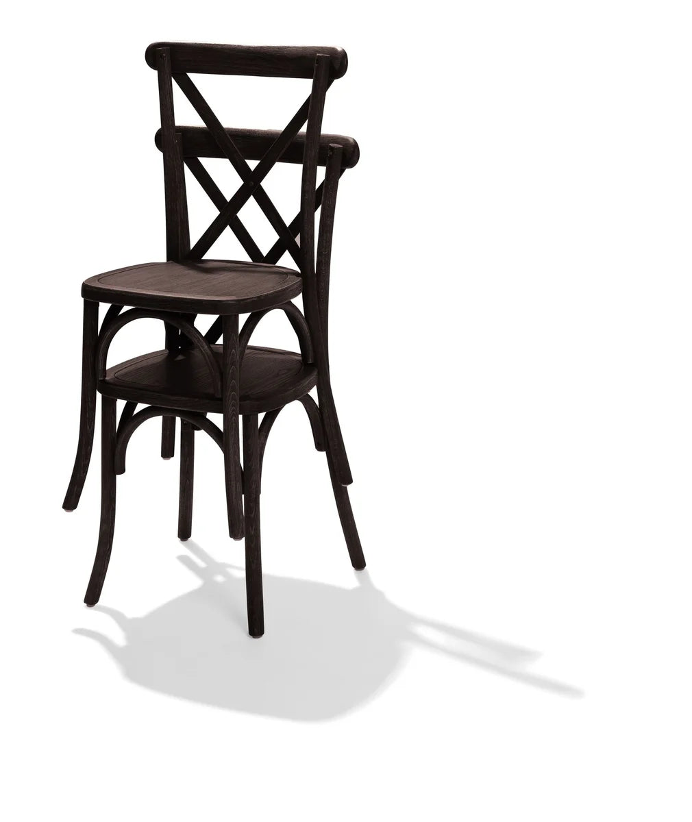 Feros Chaise empilable Crossback en bois massif, clair, 480 x 470 x 880 mm