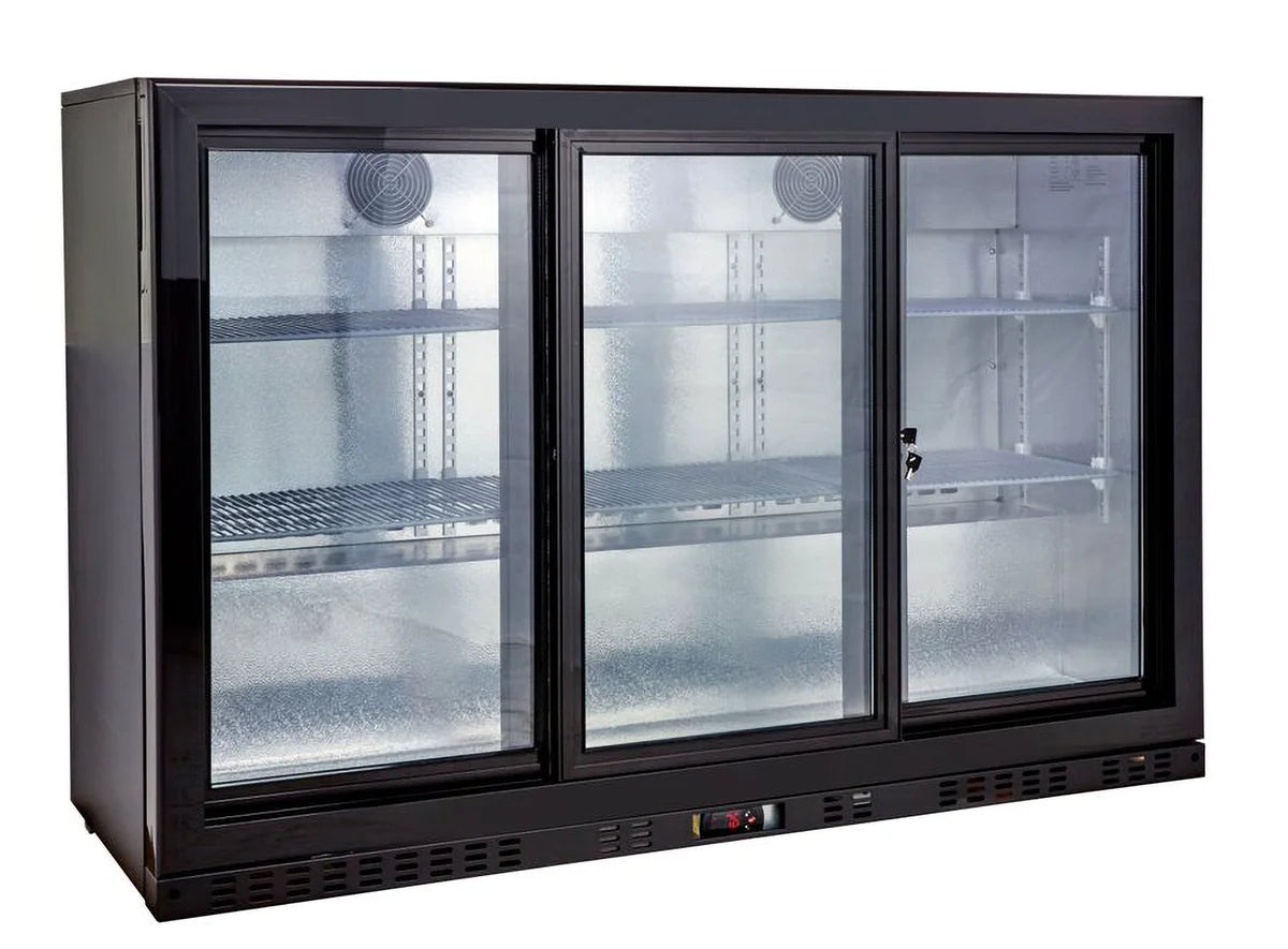 Armoire à boissons ECO 350 noire avec portes coulissantes, éclairage LED, encastrable sous plan de travail