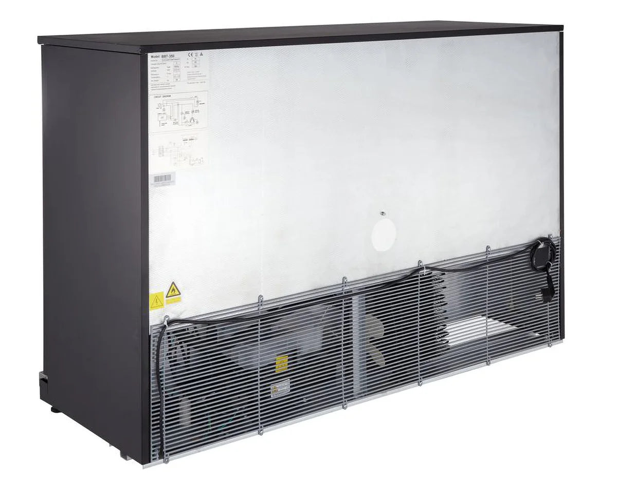 Armoire à boissons ECO 350 noire avec portes battantes, éclairage LED, encastrable sous plan de travail