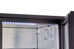 Armoire à boissons ECO 350 noire avec portes battantes, éclairage LED, encastrable sous plan de travail