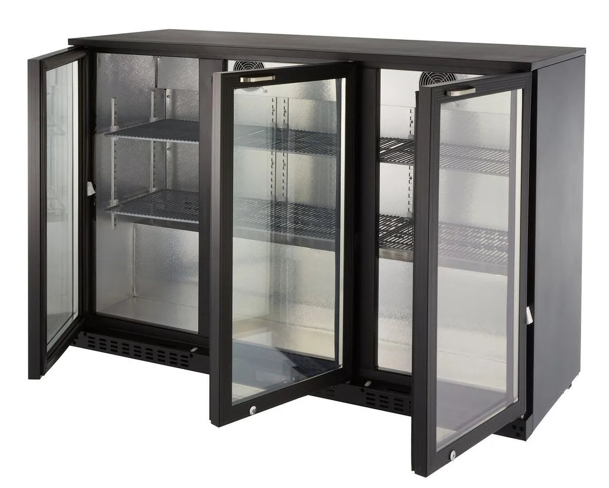 Armoire à boissons ECO 350 noire avec portes battantes, éclairage LED, encastrable sous plan de travail