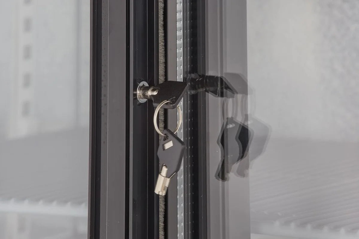 Armoire à boissons ECO 230 noire avec portes coulissantes, éclairage LED, encastrable sous plan de travail