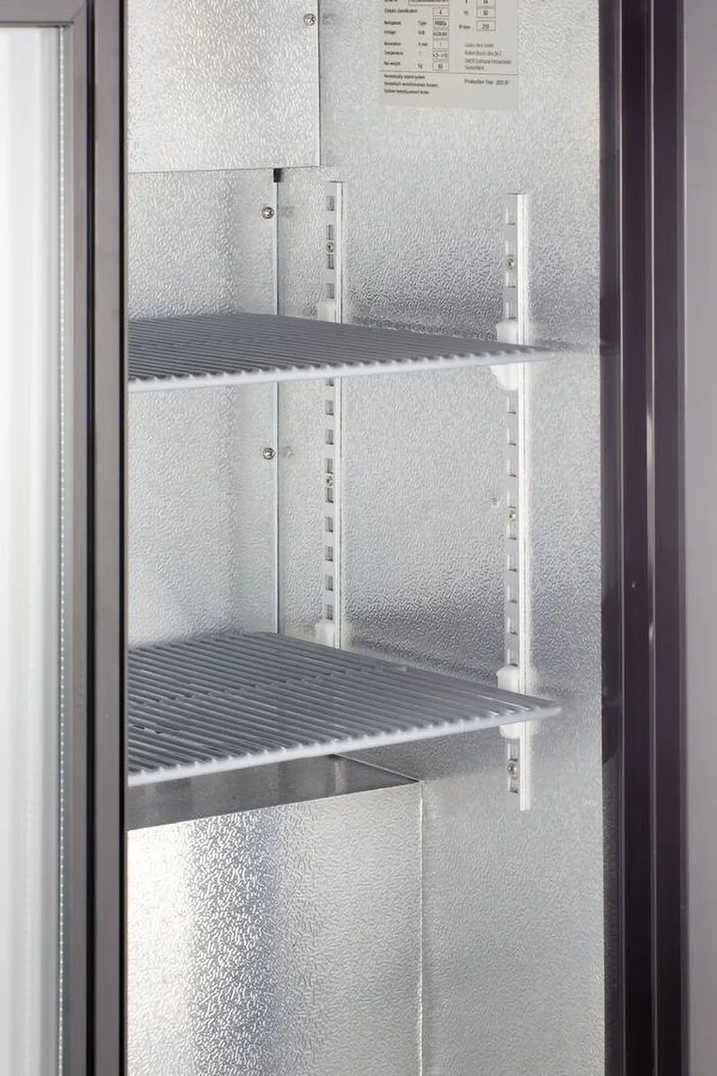 Armoire à boissons ECO 230 noire avec portes coulissantes, éclairage LED, encastrable sous plan de travail