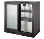 Armoire à boissons ECO 230 noire avec portes coulissantes, éclairage LED, encastrable sous plan de travail