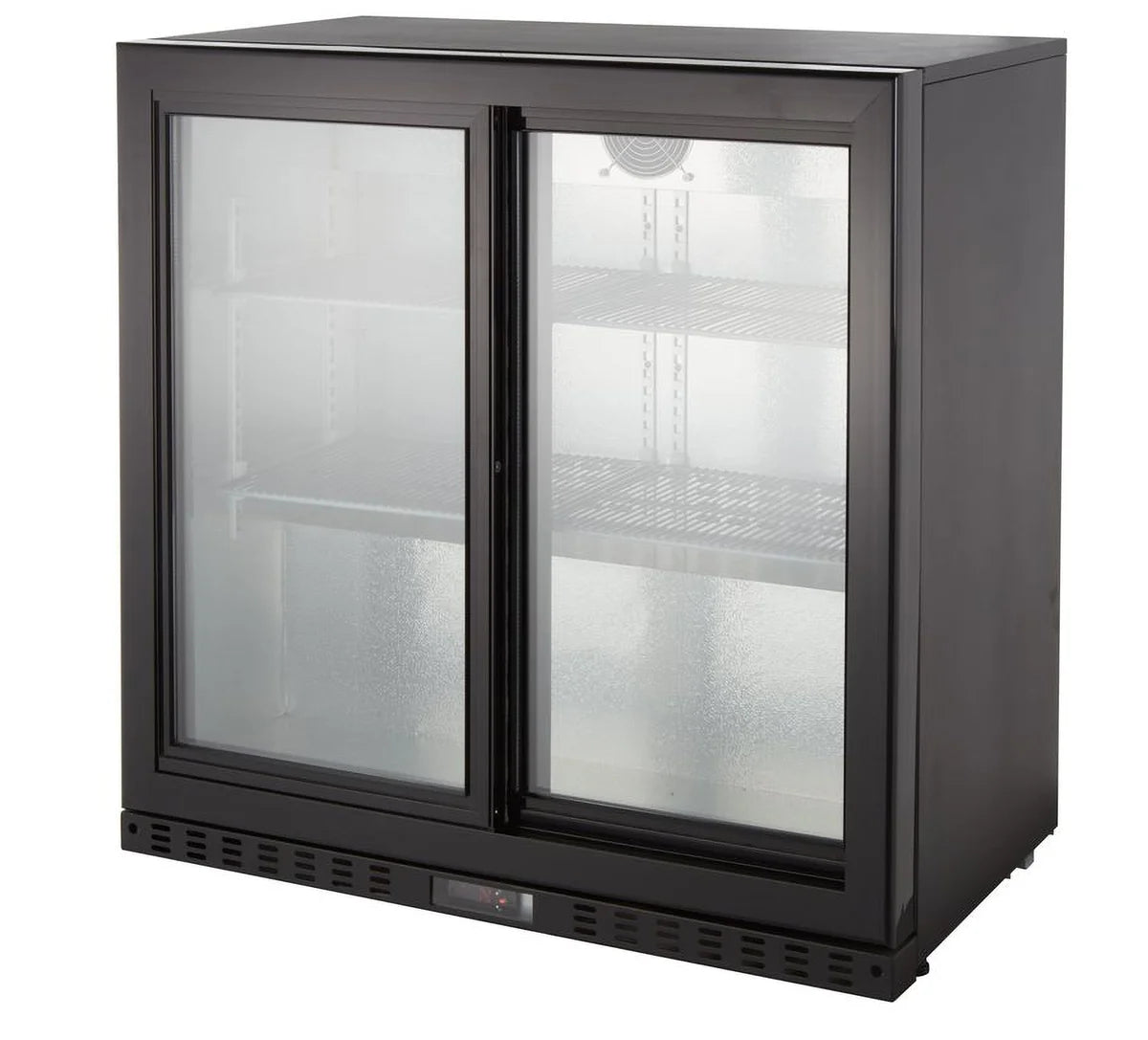 Armoire à boissons ECO 230 noire avec portes coulissantes, éclairage LED, encastrable sous plan de travail