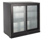 Armoire à boissons ECO 230 noire avec portes coulissantes, éclairage LED, encastrable sous plan de travail