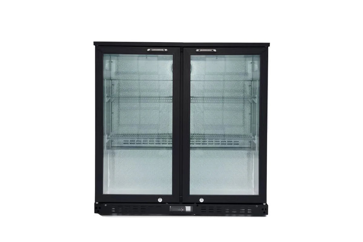 Armoire à boissons ECO 230 noire avec portes battantes, éclairage LED, encastrable sous plan de travail