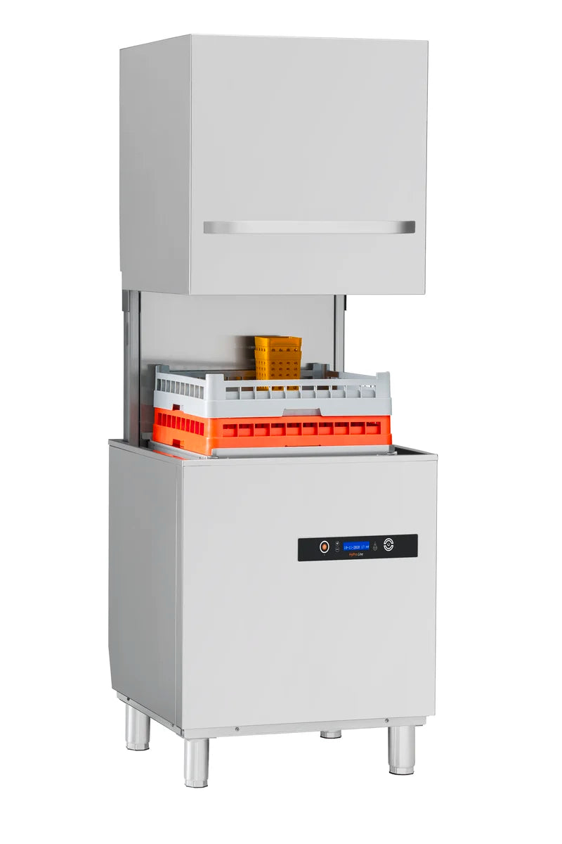 Lave-vaisselle à capot HYPRO Digital 54 SL 50x50 cm (dimensions du panier), avec doseur de détergent et de produit de rinçage, avec pompe de vidange, pompe de surpression, Fabriqué en Europe, 400 Volt