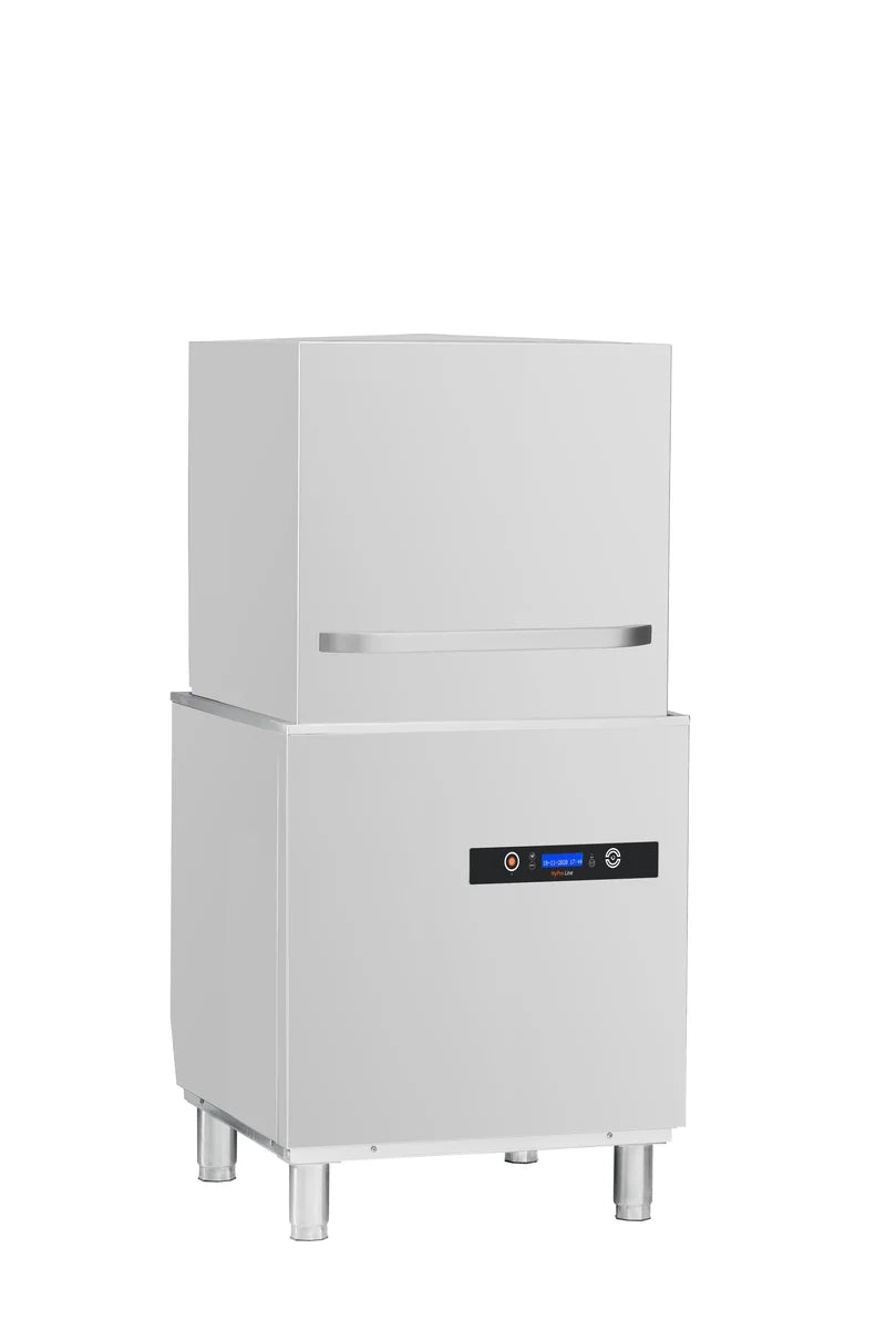 Lave-vaisselle à capot HYPRO Digital 54 SL 50x50 cm (dimensions du panier), avec doseur de détergent et de produit de rinçage, avec pompe de vidange, pompe de surpression, Fabriqué en Europe, 400 Volt