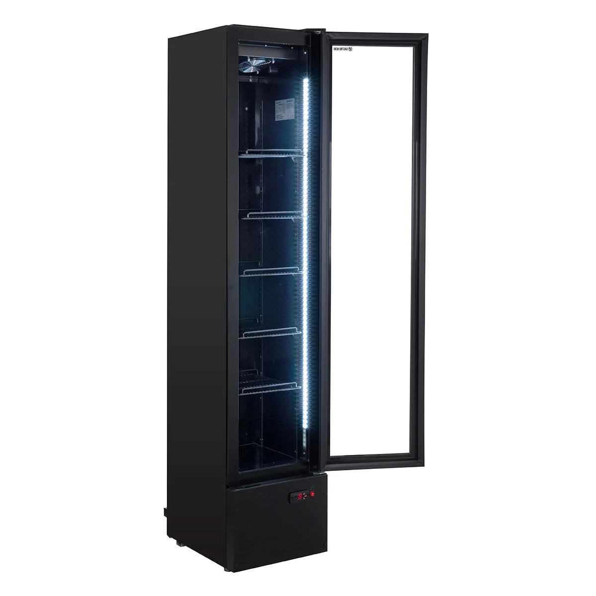 Armoire à boissons GKS-160 Slim, 160 litres de volume de refroidissement, éclairage intérieur, noire