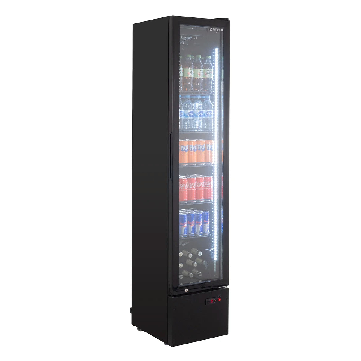 Armoire réfrigérée à boissons noire - 160 l - froid statique - enseigne lumineuse - ECO Slim