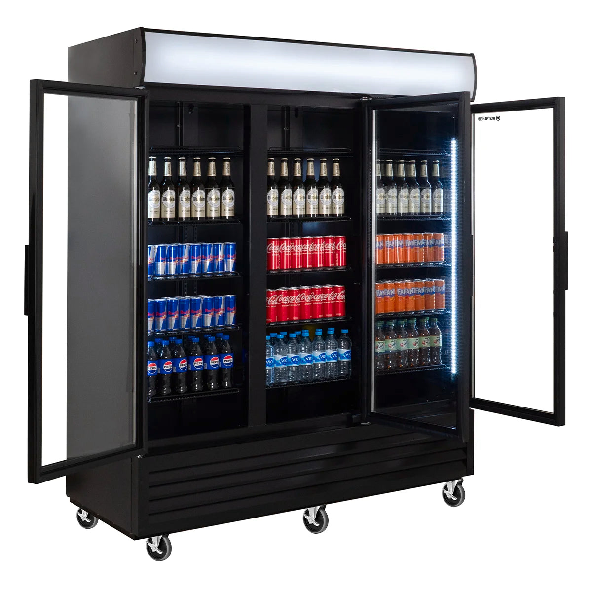 Armoire à boissons ECO 1500 avec portes battantes et fronton lumineux