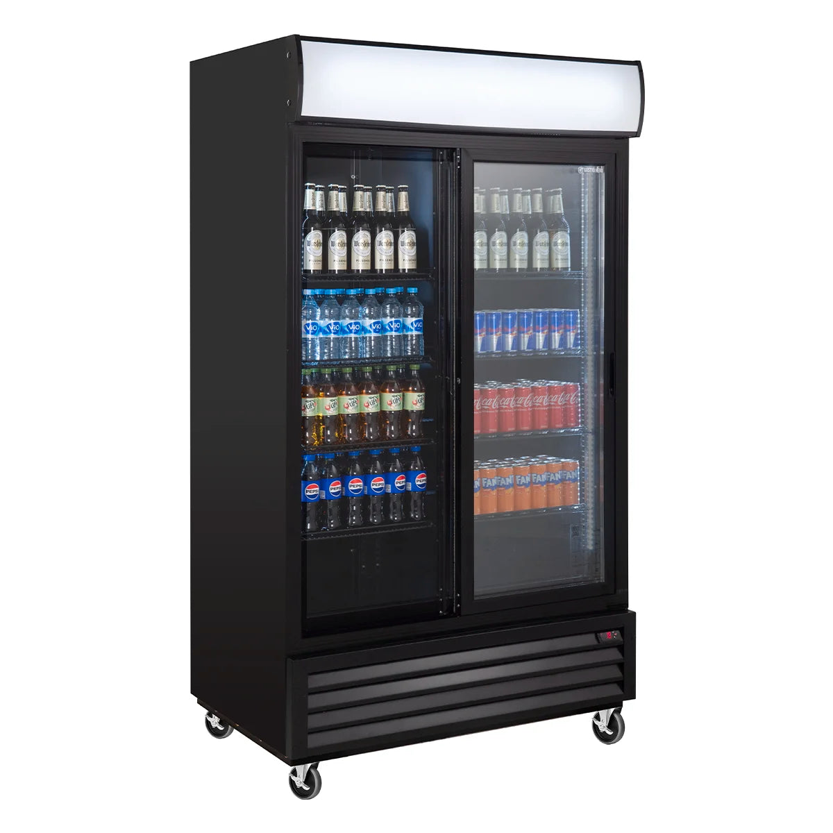 Armoire à boissons ECO 1000 avec portes coulissantes et fronton lumineux