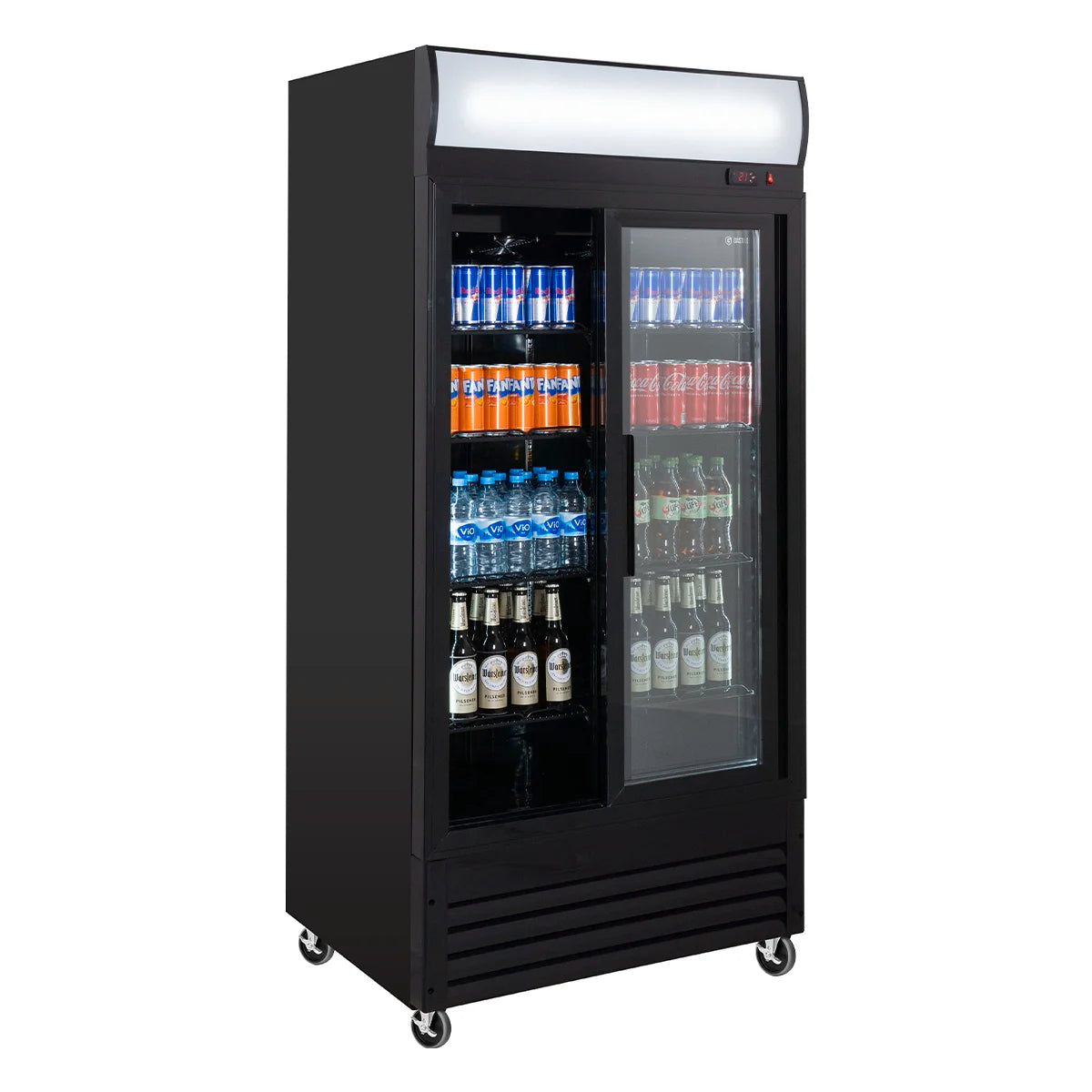 Armoire à boissons ECO 630 avec fronton lumineux et portes coulissantes