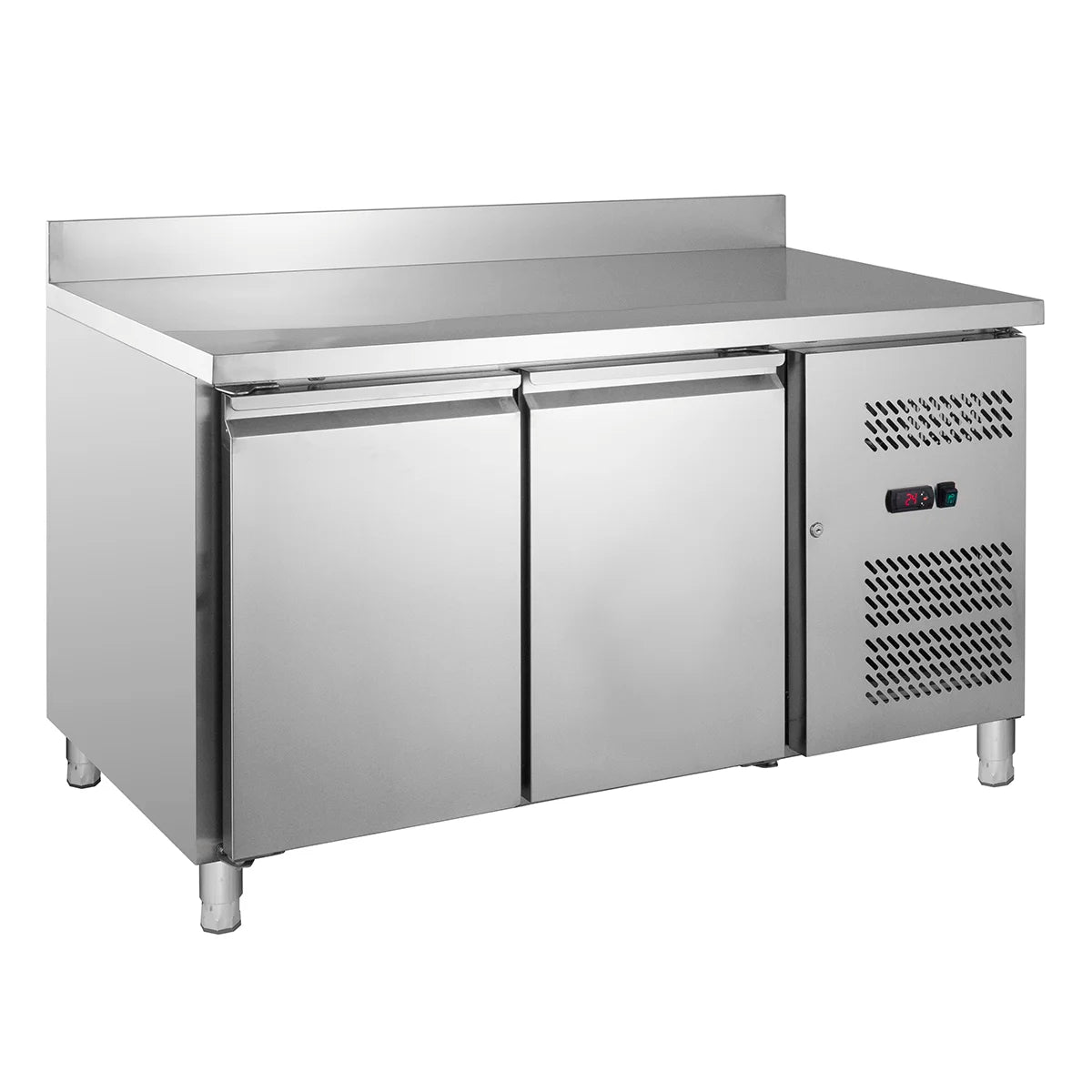 Table de préparation négative - adaptée aux bacs GN 1/1 - 2 portes - rebord arrière 10 cm - ECO