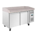 Table à pizza Polar U-Series 2 portes avec plan de travail en granit 428 litres sur roulettes
