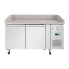 Table à pizza Polar U-Series 2 portes avec plan de travail en granit 428 litres sur roulettes