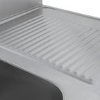 Table de lavage Basic 16x6 avec 2 cuves à gauche, dosseret et étagère inférieure