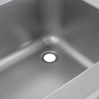 Table de lavage Basic 16x6 avec 2 cuves à gauche, dosseret et étagère inférieure