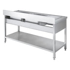 Table de lavage Basic 16x6 avec 2 cuves à droite, dosseret et étagère inférieure