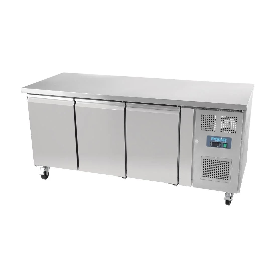 Table réfrigérée Polar Série U 3 portes 417 litres sur roulettes