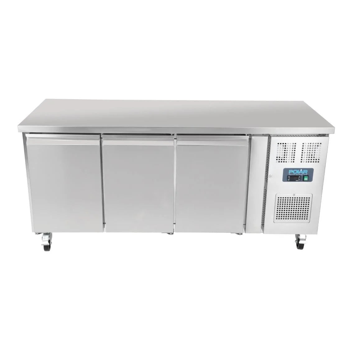 Table réfrigérée Polar Série U 3 portes 417 litres sur roulettes
