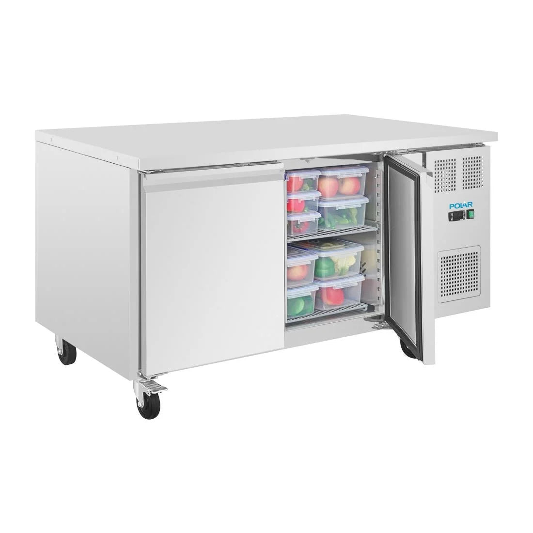 Table réfrigérée pâtissière Polar Série U EN 60 x 40 (600 x 400 mm) 2 portes 427 litres sur roulettes