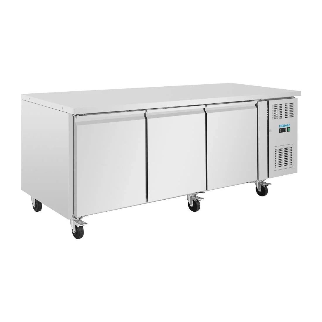 Table réfrigérée pâtissière Polar Série U EN 60 x 40 (600 x 400 mm) 3 portes 634 litres sur roulettes