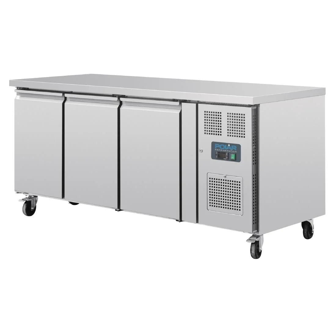 Table réfrigérée pâtissière Polar Série U EN 60 x 40 (600 x 400 mm) 3 portes 634 litres sur roulettes