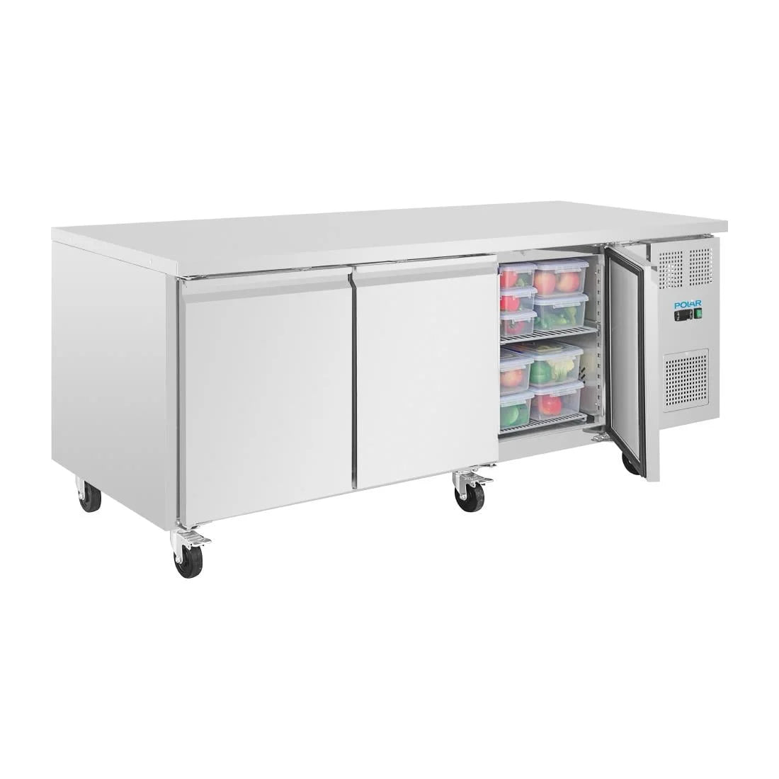 Table réfrigérée pâtissière Polar Série U EN 60 x 40 (600 x 400 mm) 3 portes 634 litres sur roulettes