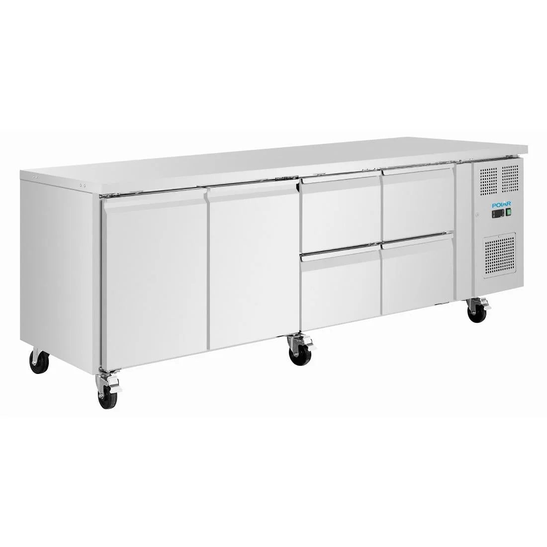 Table réfrigérée Polar Série U 4 tiroirs et 2 portes 616 litres sur roulettes