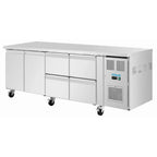 Table réfrigérée Polar Série U 4 tiroirs et 2 portes 616 litres sur roulettes
