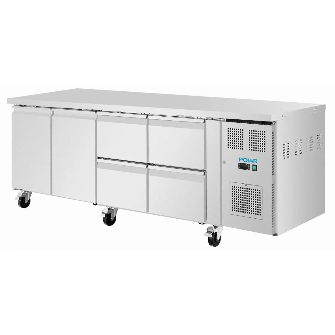 Table réfrigérée Polar Série U 4 tiroirs et 2 portes 616 litres sur roulettes