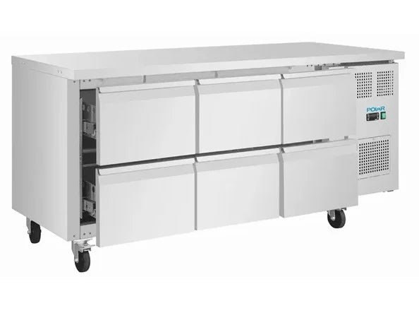 Table réfrigérée Polar Série U 6 tiroirs 465 litres sur roulettes