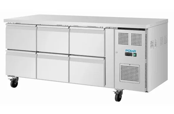 Table réfrigérée Polar Série U 6 tiroirs 465 litres sur roulettes