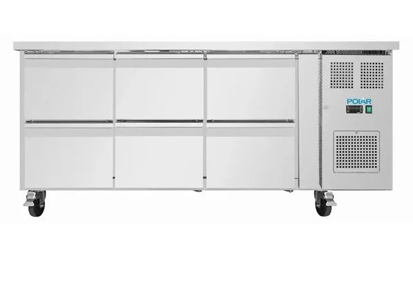Table réfrigérée Polar Série U 6 tiroirs 465 litres sur roulettes