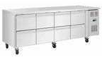 Table réfrigérée Polar Série U 8 tiroirs 616 litres sur roulettes