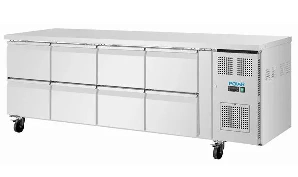 Table réfrigérée Polar Série U 8 tiroirs 616 litres sur roulettes