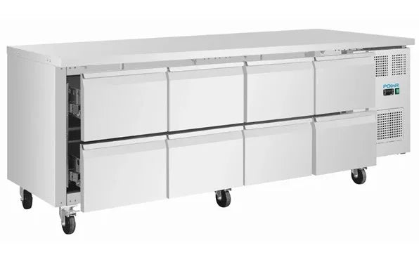 Table réfrigérée Polar Série U 8 tiroirs 616 litres sur roulettes